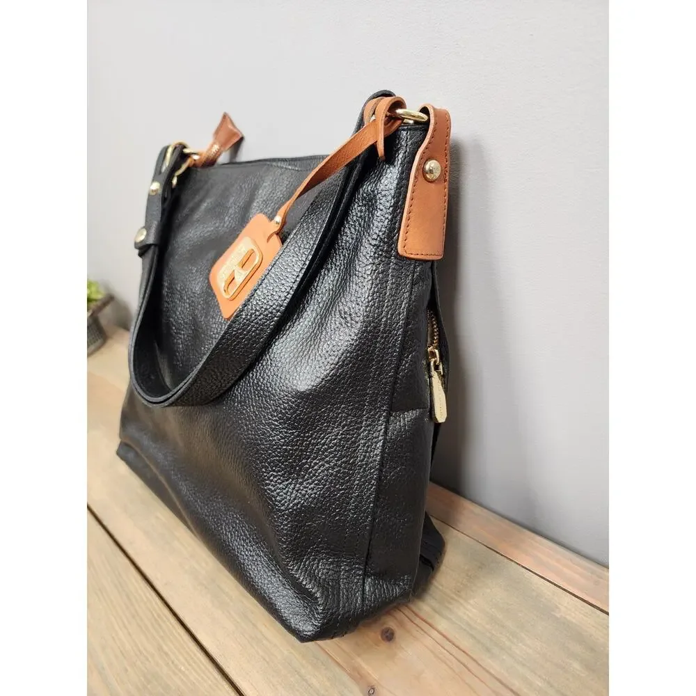 VALENTINA Tradizione Italiana Genuine Leather Black Shoulder Bag Purse - Picture 5 of 14